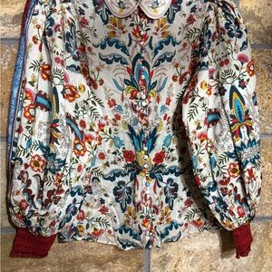 Floral Patterned Blouse with Puff Sleeves by Alice & Olivia